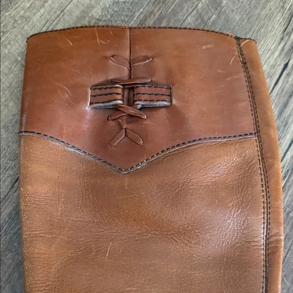 Vintage Tan Leather Heeled Boots Size 7.5 M - Picture 2 of 8